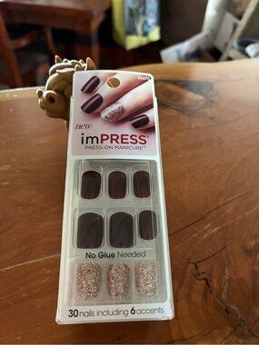 imPRESS Press-On Manicure Burgundy with Glitter Accent Nails